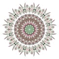 Watercolor ethnic feathers abstract mandala. Royalty Free Stock Photo