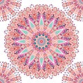 Watercolor ethnic ornate feathers abstract mandala seamless pattern. Royalty Free Stock Photo