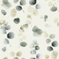 Watercolor Eucalyptus Leaves Pattern - Subtle Botanical Design in Neutrals. Royalty Free Stock Photo
