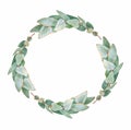 Watercolor Eucalyptus round wreath frame. Royalty Free Stock Photo