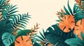 Watercolor exotic leaves on a soothing beige background Royalty Free Stock Photo