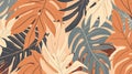 Watercolor exotic leaves on a soothing beige background Royalty Free Stock Photo