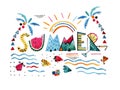 Watercolor exotic summertime background. Royalty Free Stock Photo