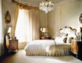 Watercolor of An exquisitely adorned vintage bedroom exuding with opulent soft ambient