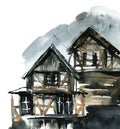 Watercolor fachwerk house