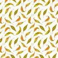 Watercolor fall leaves seamless pattern. Hand drawn autumn colored foliage isolated on white background. Vintage Royalty Free Stock Photo