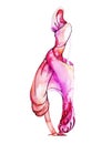 Watercolor fashion model in colorful pink clothes. Abstract woman silhouette for beauty illustration, logotype or icon. Elegant Royalty Free Stock Photo