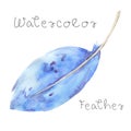 Watercolor Feather Blue feather