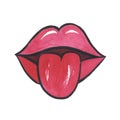 Watercolor female red lips with lust isolated. Royalty Free Stock Photo