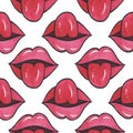 Watercolor female red lips with lust isolated. Royalty Free Stock Photo