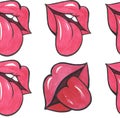 Watercolor female red lips with lust isolated. Royalty Free Stock Photo