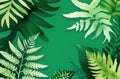 Watercolor fern fronds in a lush and green arrangement, free space for text, St. Patrick\'s Day