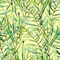 Watercolor fern leaves seamless pattern