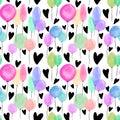 Watercolor festive balloons seamless birthday cartoon pattern for wrapping and kids clothes print and fabrics Royalty Free Stock Photo