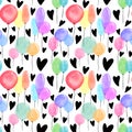 Watercolor festive balloons seamless birthday cartoon pattern for wrapping and kids clothes print and fabrics Royalty Free Stock Photo