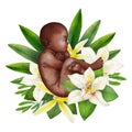 Watercolor fetus with floral decorations