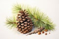 watercolor fir cone Watercolor pine cone Hand painted pine branch with cone Royalty Free Stock Photo