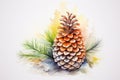 watercolor fir cone Watercolor pine cone Hand painted pine branch with cone Royalty Free Stock Photo