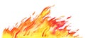 Watercolor fire on the bottom of the page. Template with hand drawn flames. Isolated sketch illustration