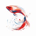 Abstract Koi Fish Illustration With Fluid Movement On White Background