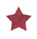 Watercolor five-pointed communist red star.