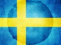 Watercolor flag on background. Sweden Royalty Free Stock Photo