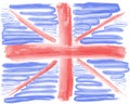 Watercolor flag of England on white background. Great Britain, U