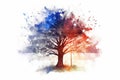 Watercolor Flag Tree: Paint a watercolor American flag as the background