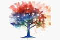 Watercolor Flag Tree: Paint a watercolor American flag as the background