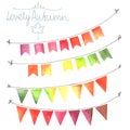 Watercolor flags garlands set