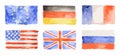 Watercolor flags set.