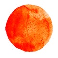 Watercolor flame orange circle on white background
