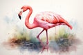 watercolor Flamingo watercolor pink flamingo in splashes Tropical exotic bird rose flamingo