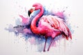 watercolor Flamingo watercolor pink flamingo in splashes Tropical exotic bird rose flamingo