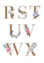 Watercolor Floral Alphabet Isolated Set 3
