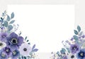 Elegant Watercolor Purple Anemone Floral Frame Royalty Free Stock Photo