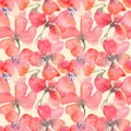 Watercolor floral background with red poppies