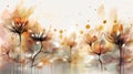 Watercolor floral background with wildflowers. Hand drawn illustration. generative ai Royalty Free Stock Photo