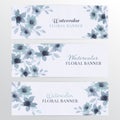 Watercolor floral banners. Watercolor hand draw floral web banners, spring flowers Royalty Free Stock Photo