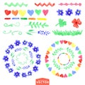 Watercolor floral brushes set.Baby style Royalty Free Stock Photo