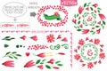 Watercolor floral brushes and wreath set.Vintage Royalty Free Stock Photo