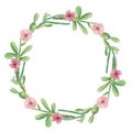 Watercolor Floral Cactus Wreath Cacti Pink Green Frame Wedding Spring Summer Royalty Free Stock Photo