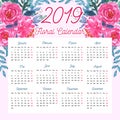 2019 watercolor floral calendar