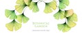 Watercolor floral card template. Background with transparent green leaves and place for text. Hand painted arch with