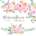 Watercolor floral composition colorful rose for wedding