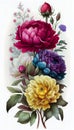 Watercolor Bouquet of Mixed Flowers Isolation on white background