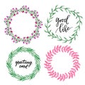 Watercolor floral frame collection. Wreath set. For invitation and greeting card