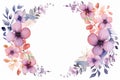 A watercolor floral frame featuring two symmetrical wreaths made of lively multicolored flowers and leaves, forming a mirror image Royalty Free Stock Photo