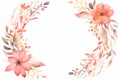 A watercolor floral frame featuring two symmetrical wreaths made of lively multicolored flowers and leaves, forming a mirror image Royalty Free Stock Photo