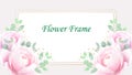 Beautiful and elegant watercolor floral frame with painted pink pions, place for text and gold frame.